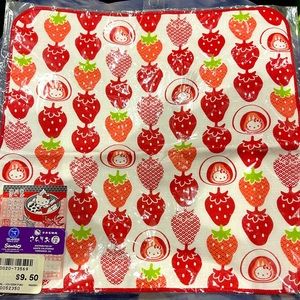Strawberry 🍓 Hello Kitty Tea Towel Face Cloth Handkerchief Napkin Sanrio Japan